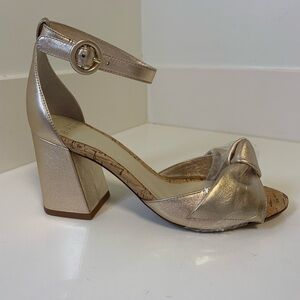 Alexandre Birman Maxi Clarita 75 Block Heel Sandals Gold NWT Size 36.5